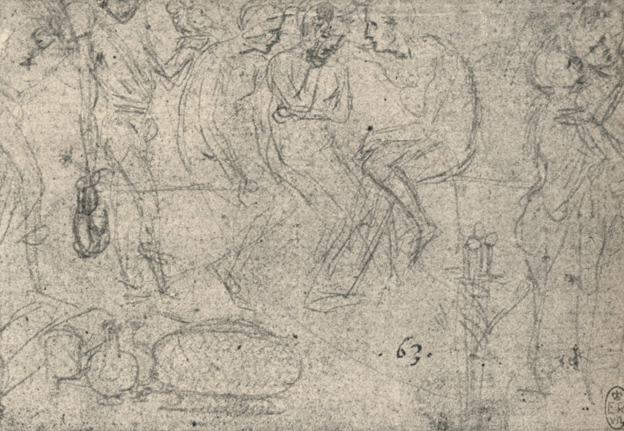 Grupp av figurer i samtal, c1480 1945 av Leonardo da Vinci