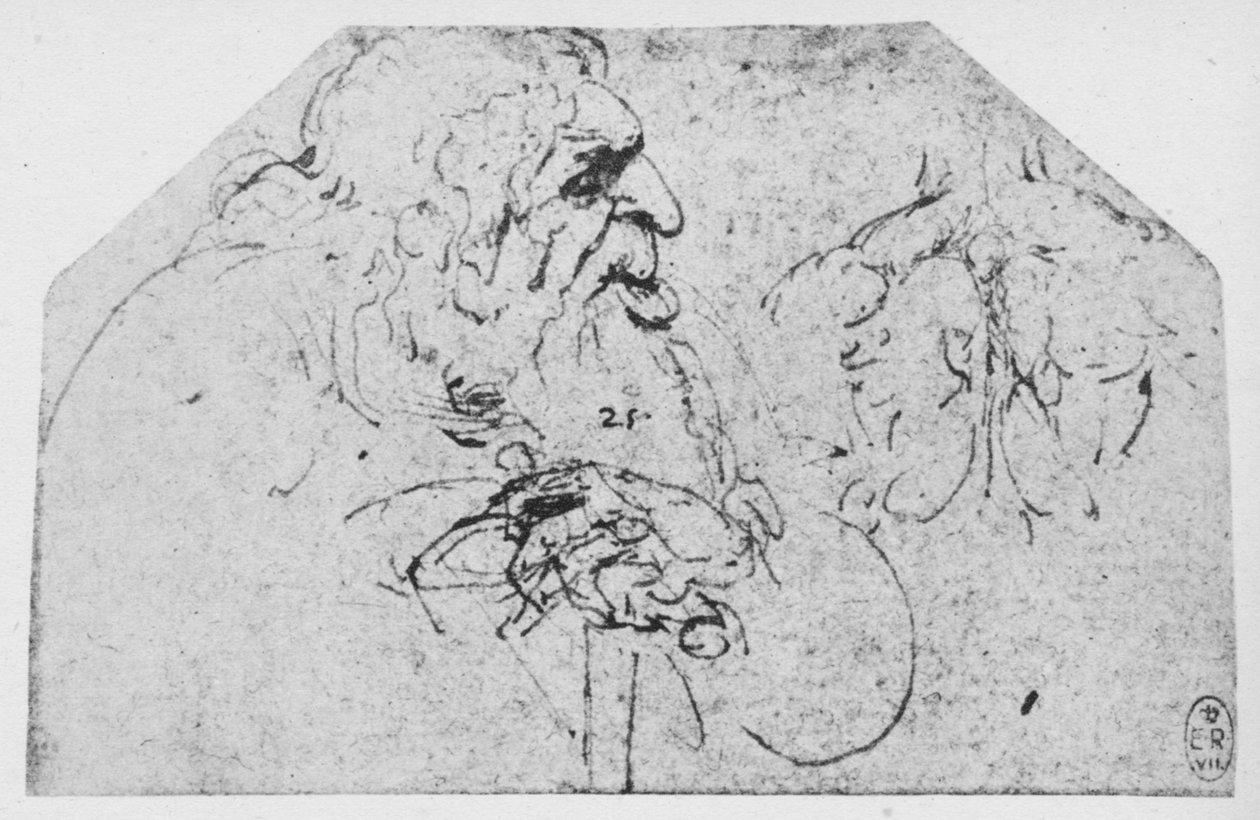 Halvlängd av en gammal man som lutar sig mot en pinne, c1480 1945 av Leonardo da Vinci