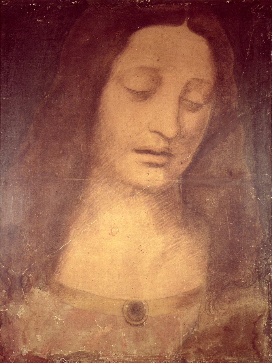 Kristi huvud (blyerts och tvätt) av Leonardo da Vinci
