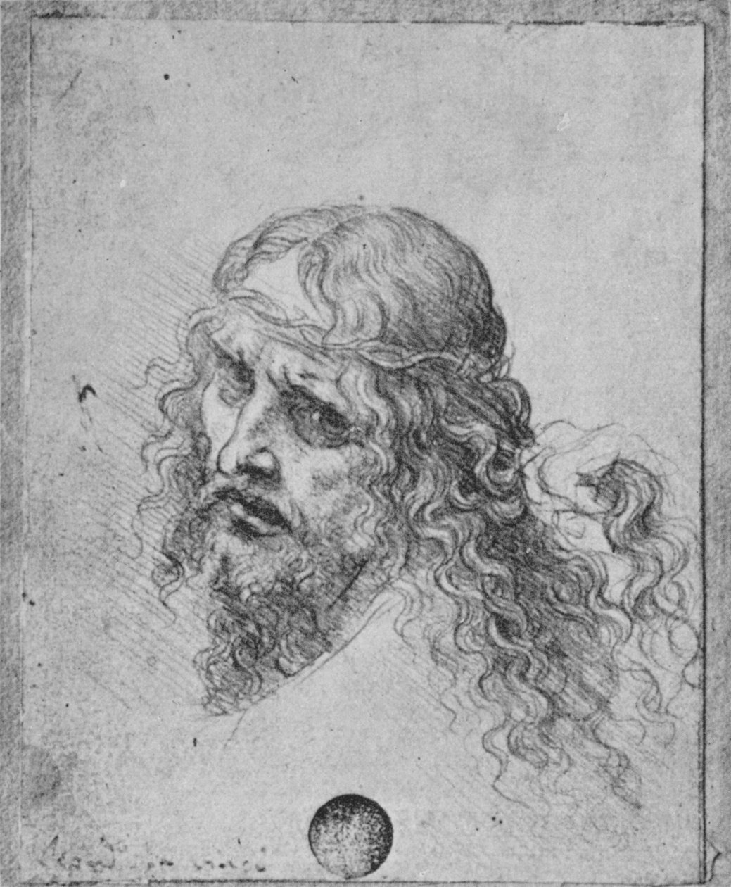 Kristi huvud, c1480 1945 av Leonardo da Vinci