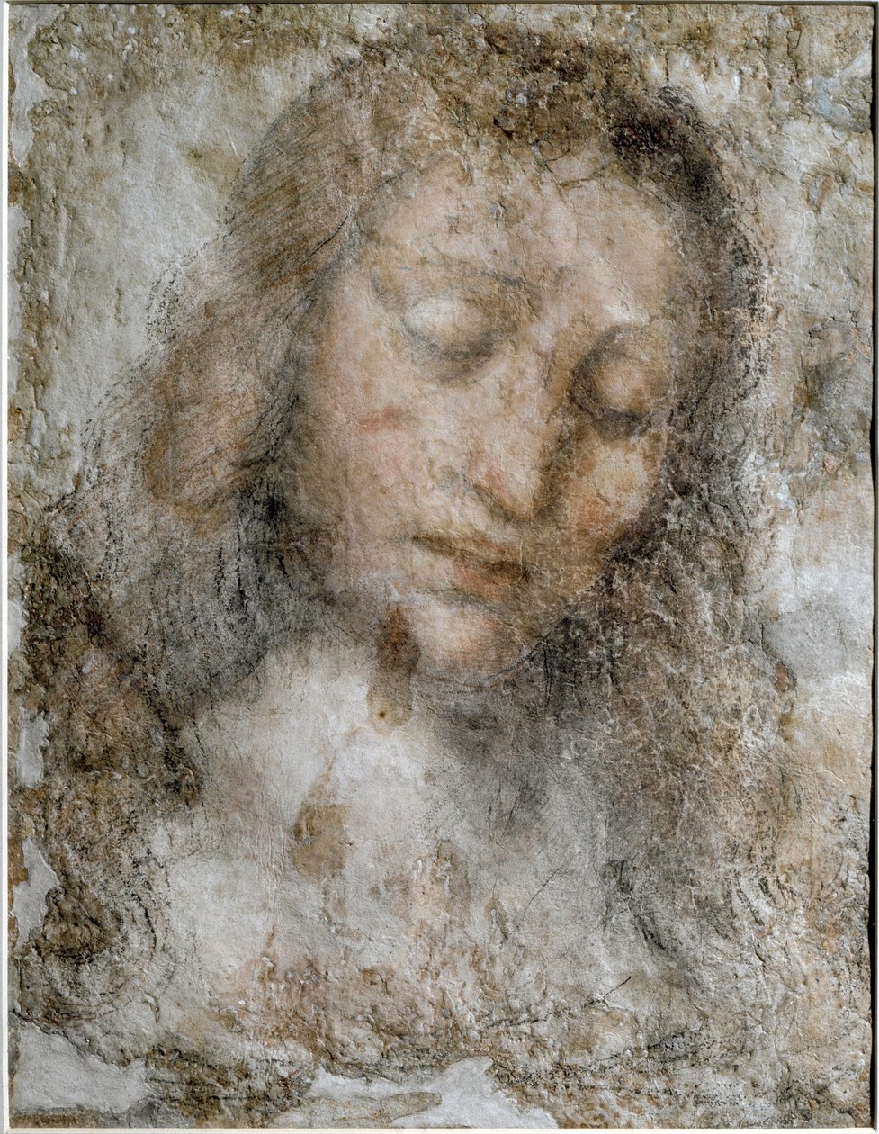 Huvud av Kristus Återlösaren - Teckning av Leonardo da Vinci
