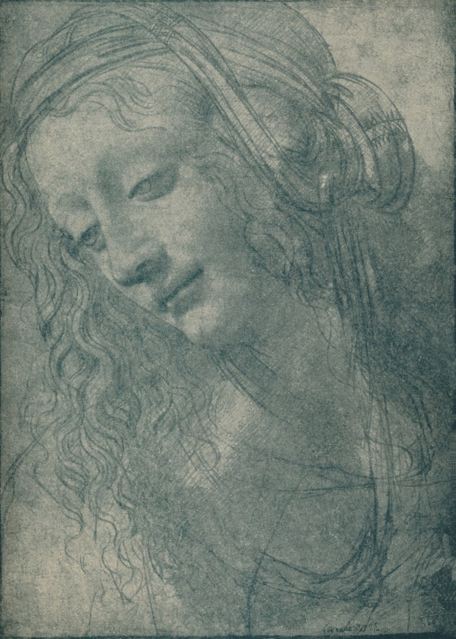 Head of a Virgin, c1400-talet, 1932 av Leonardo da Vinci