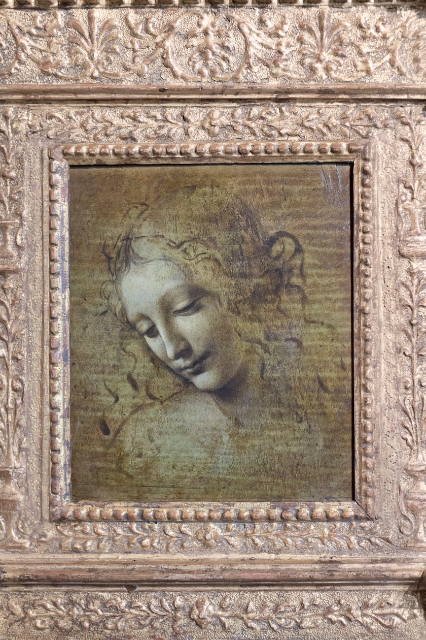 Huvud av en kvinna, kallad "la scapigliata", ca 1492-1501 (olja på pannå) av Leonardo da Vinci