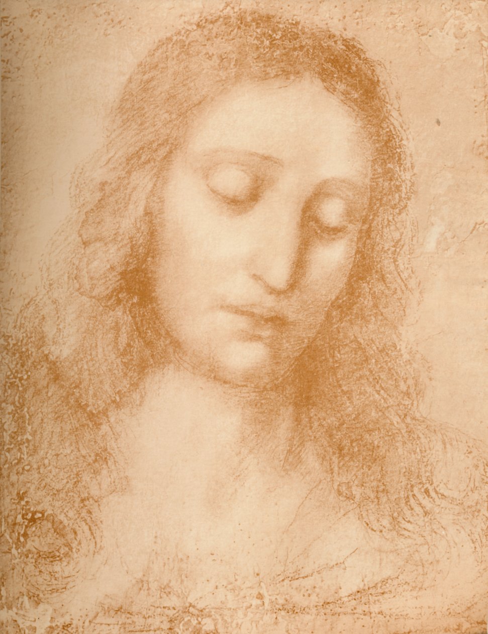 Huvud för Frälsaren, c1400-talet, 1932 av Leonardo da Vinci