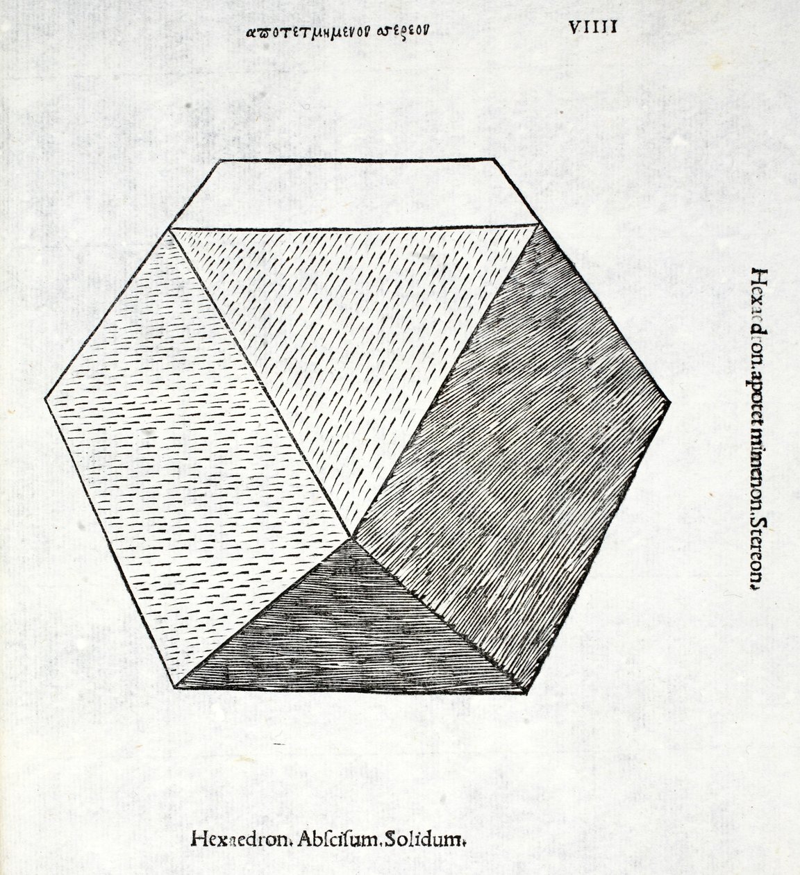 Solid Hexaedron, illustration från "Divine Proportion" av Luca Pacioli (c.1445-1517), ursprungligen pub. Venedig, 1509 av Leonardo da Vinci