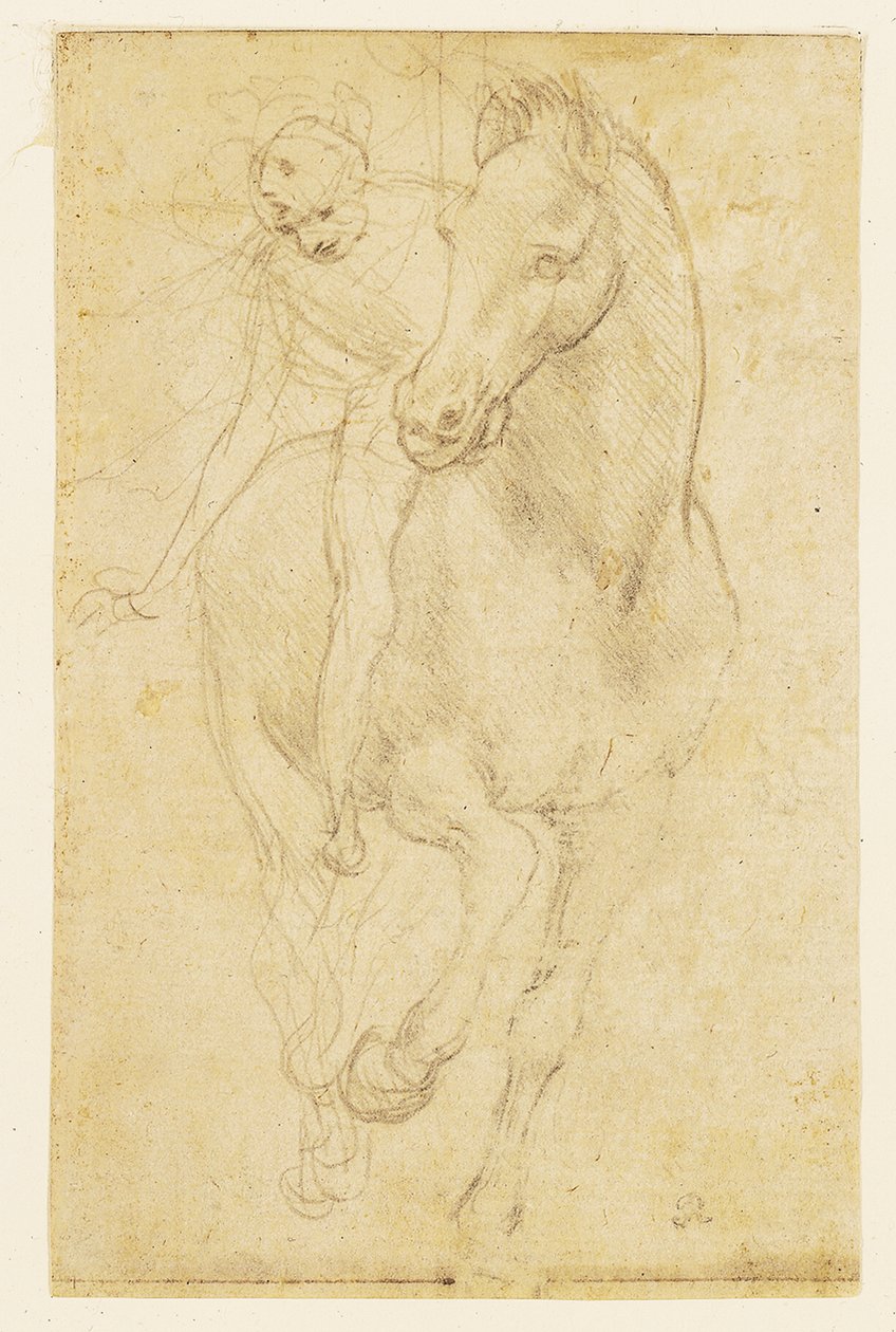 Häst och ryttare, ca 1480 (silverpenna på preparerat papper) av Leonardo da Vinci