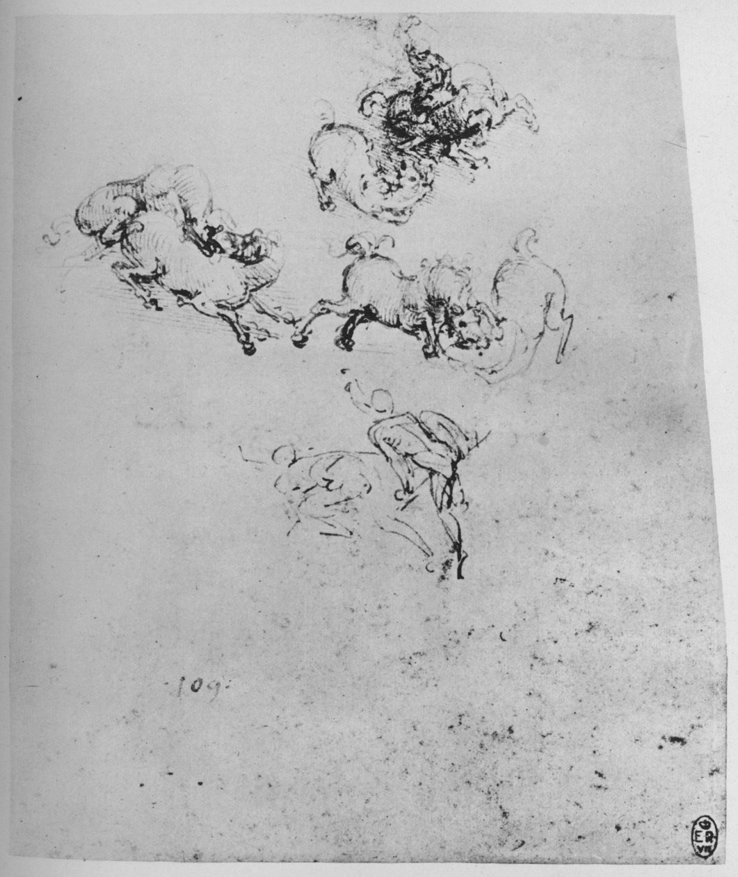 Hästar och ryttare i strid, c1480 1945 av Leonardo da Vinci