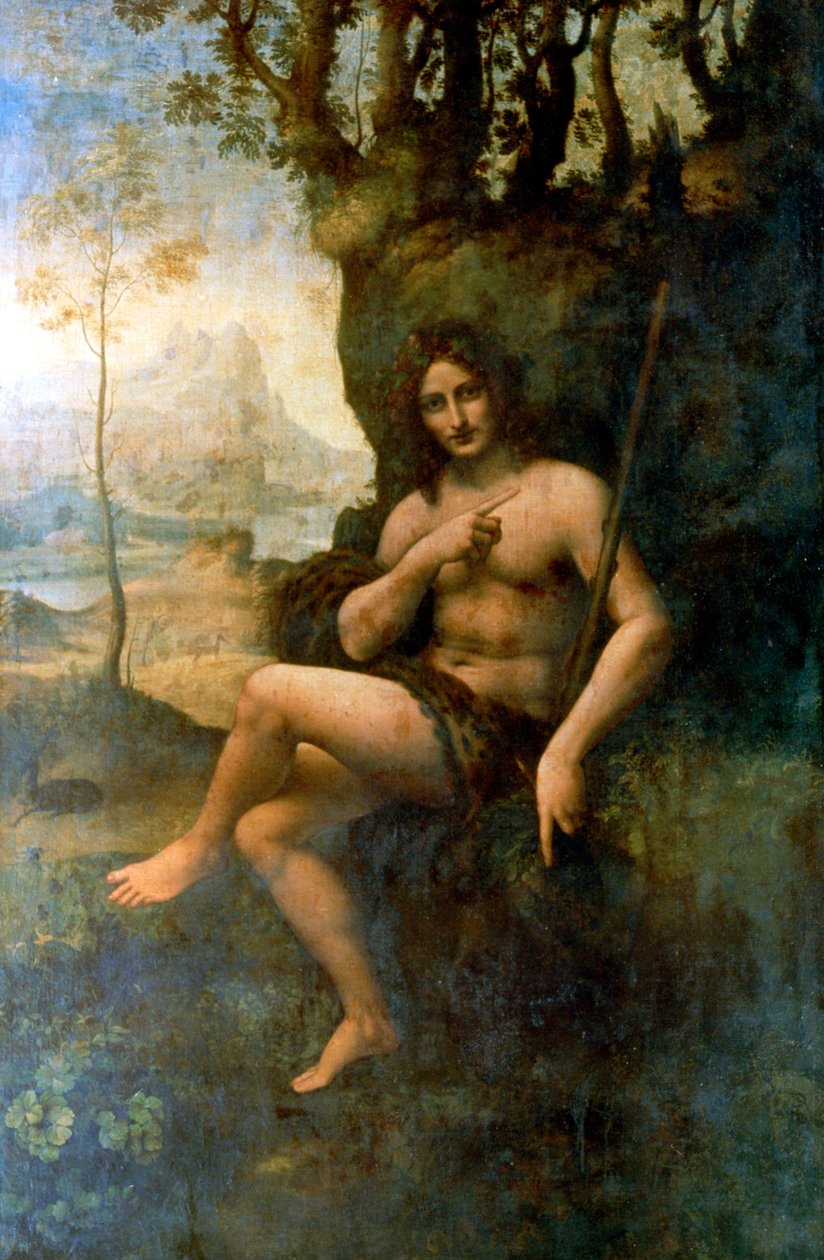 Johannes Döparen, med Bacchus attribut, 1513-1516. av Leonardo da Vinci