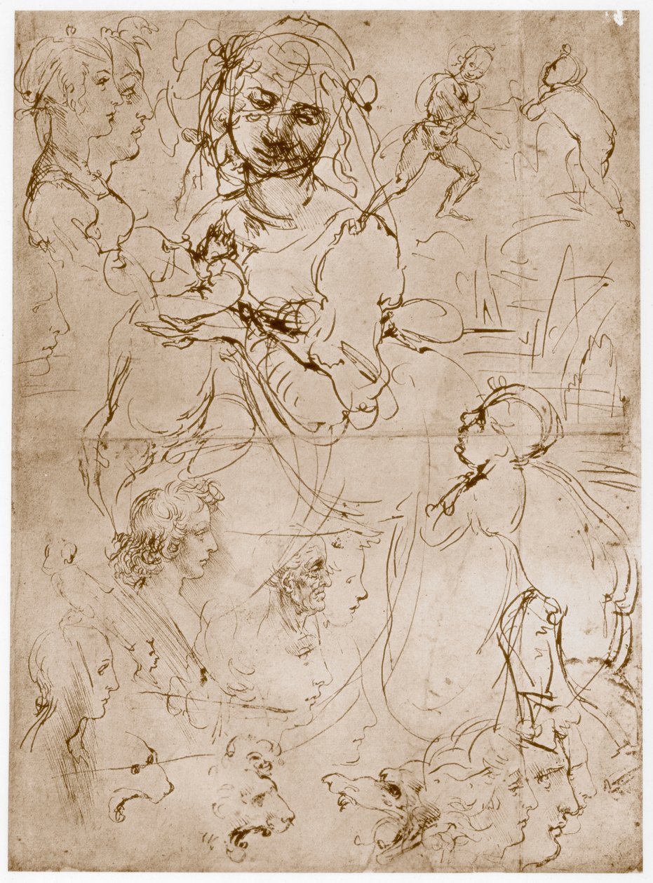 Knästående Madonna med barnet och St. John, 1478-1480 av Leonardo da Vinci