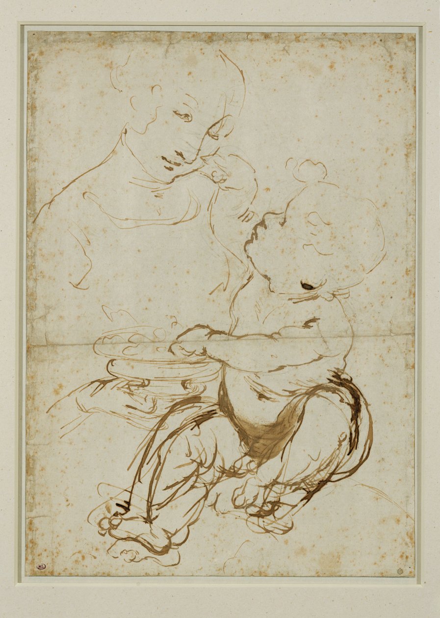Jungfru Maria med barnet, även känd som Jungfru Maria av frukt... av Leonardo da Vinci