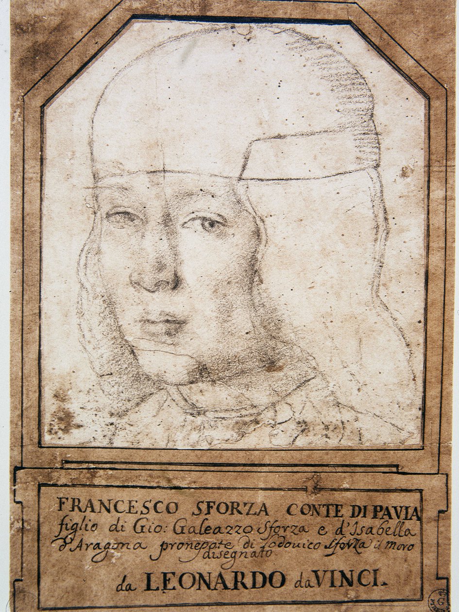 Leonardo da Vinci (Leonardo da Vinci) (1452 - 1519): Porträtt av Francis (Francesco) Sforza (1491-1512), son till Gian Galeazzo Maria Sforza (Jean Galeas Marie Sforza) (1469-1494), hertig av Milano av Leonardo da Vinci