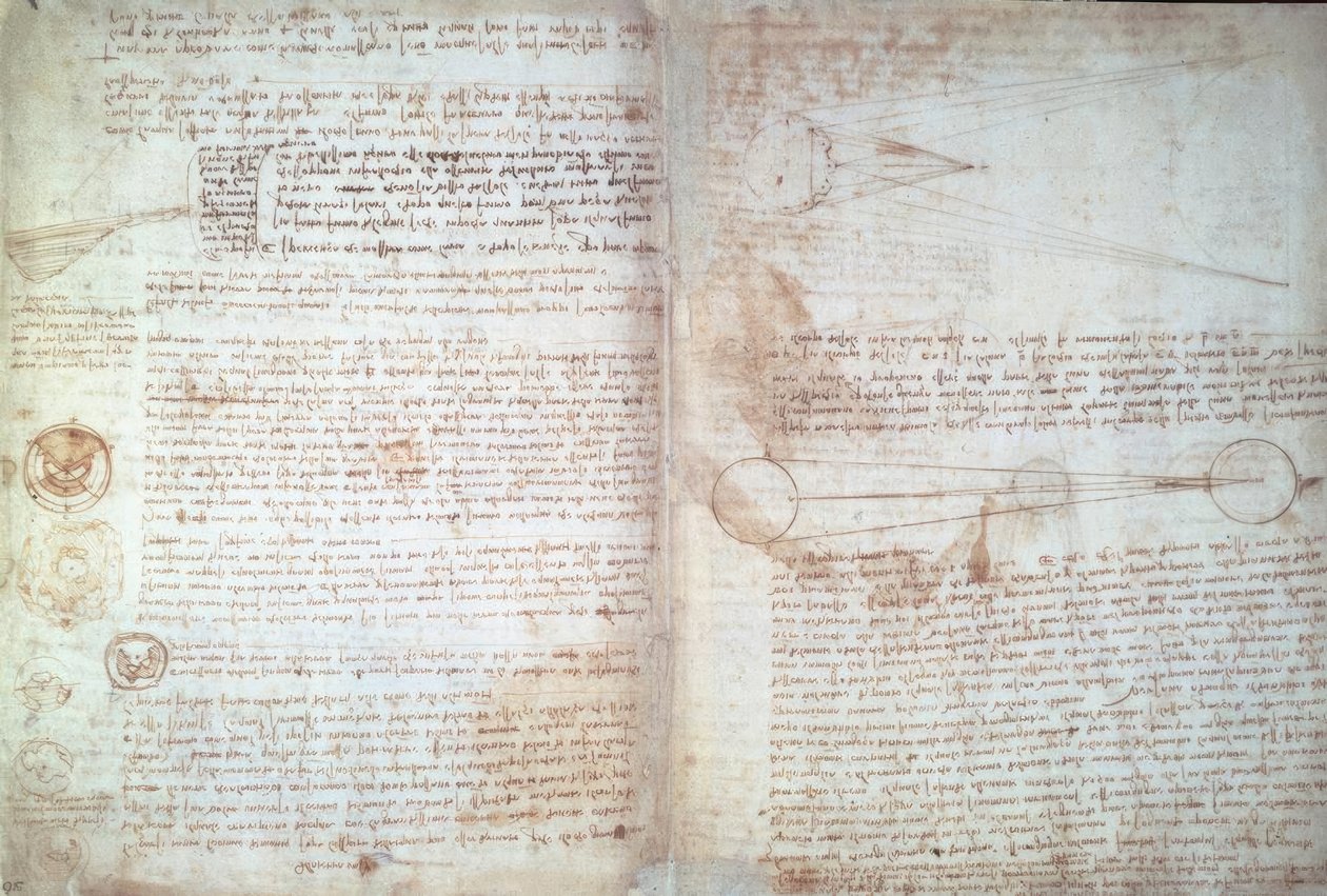 Leonardo da Vinci, sidor från Cod. Hammer av Leonardo da Vinci