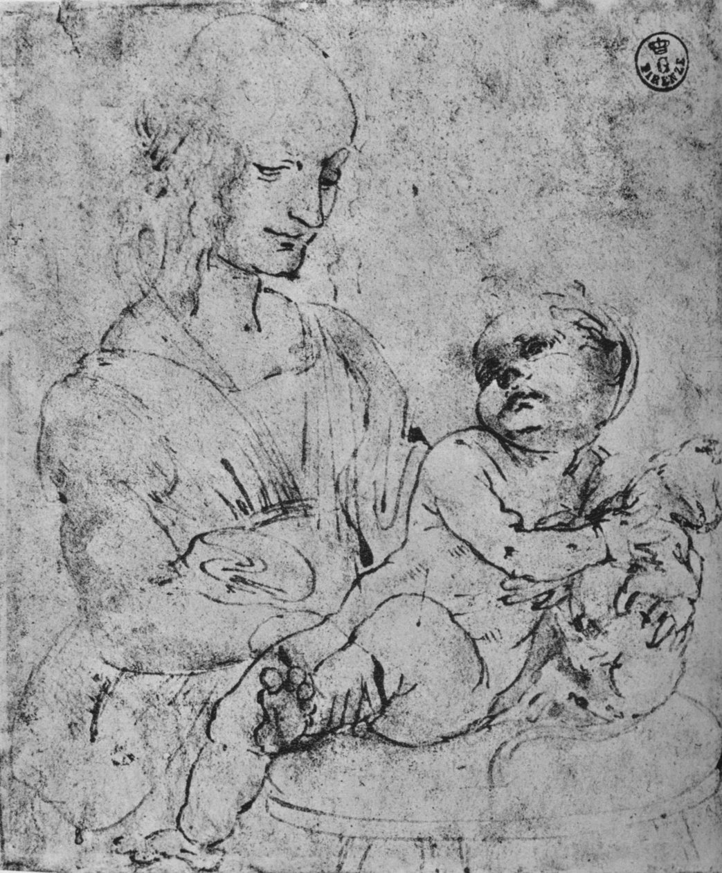 Madonna och barn med en katt, 1478-1480 1945 av Leonardo da Vinci