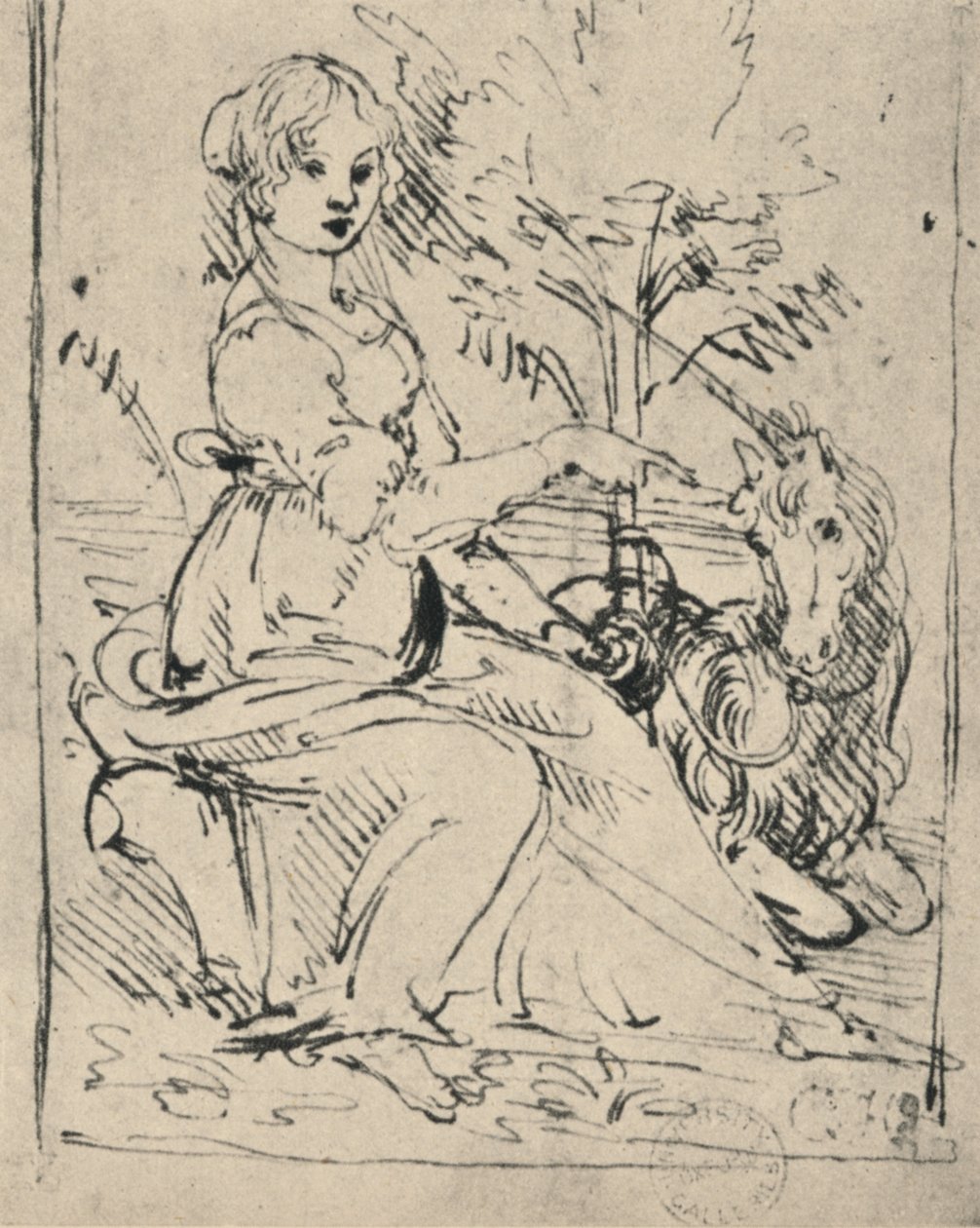 Jungfru med en enhörning, c1478-1480 1945 av Leonardo da Vinci