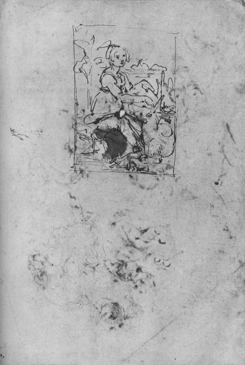 Jungfru med en enhörning, c1478-1480 1945 av Leonardo da Vinci