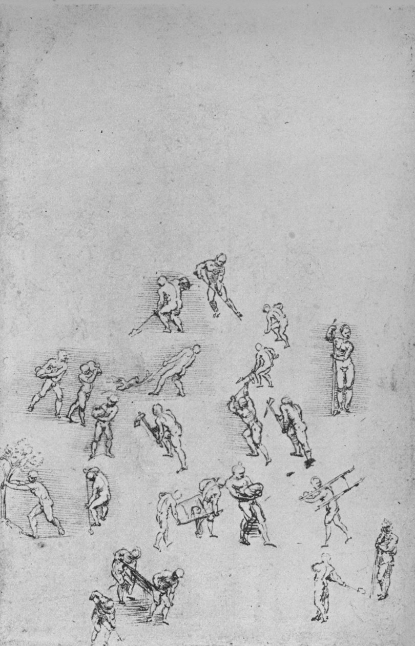 Män som gräver, bär jord, etc., c1480 1945 av Leonardo da Vinci