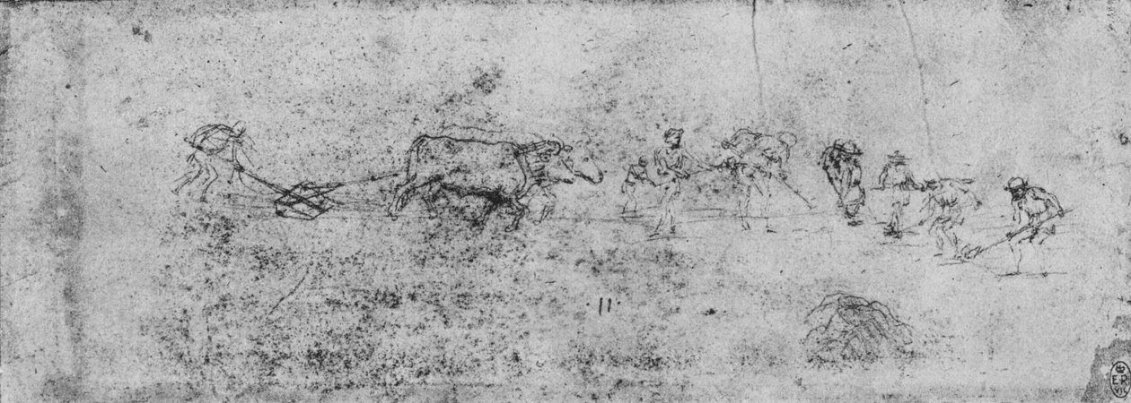 Män som plöjer och gräver, c1480 1945 av Leonardo da Vinci