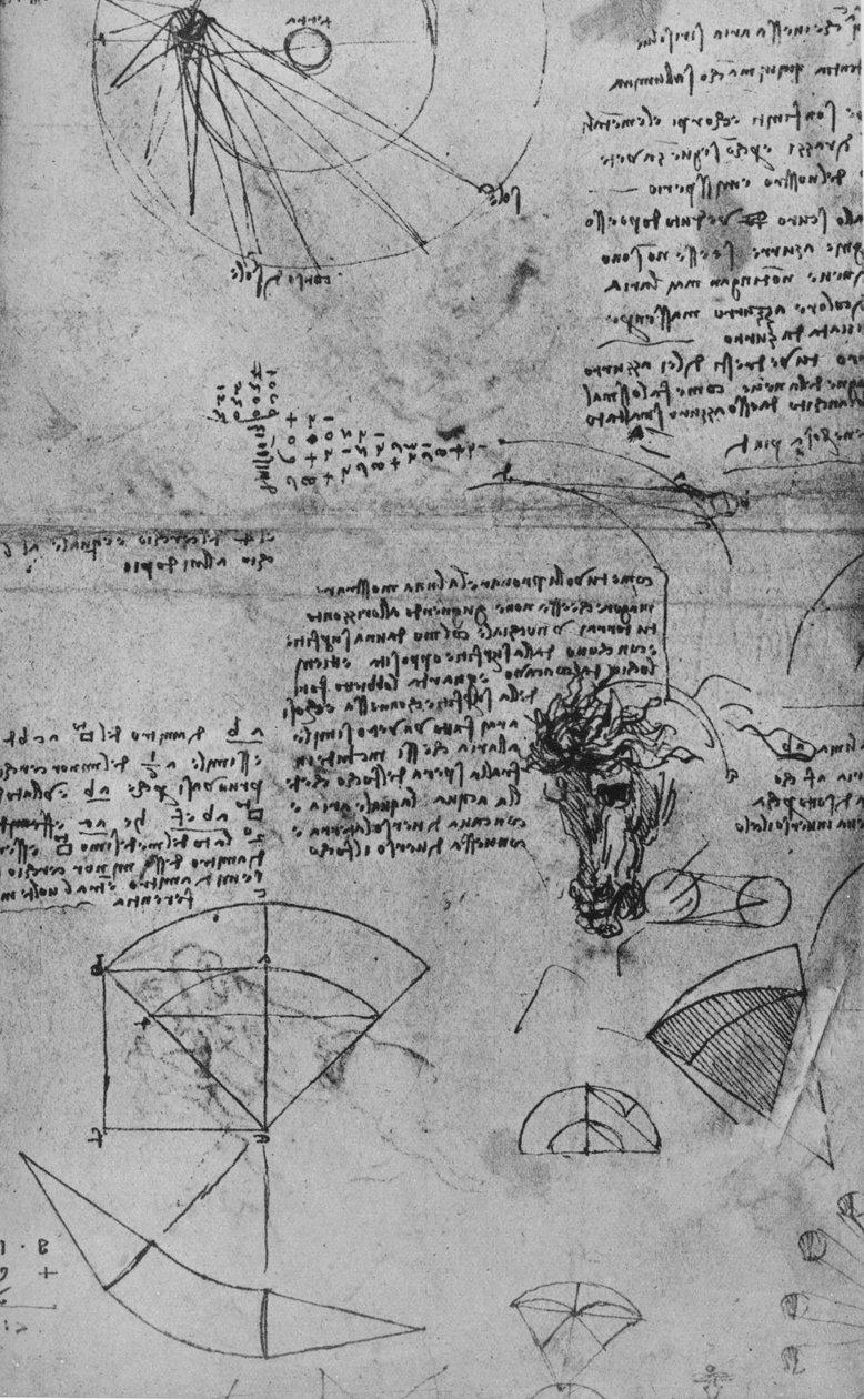 Notes on Astronomy and Study of a Horses Head, c1480 1945 av Leonardo da Vinci