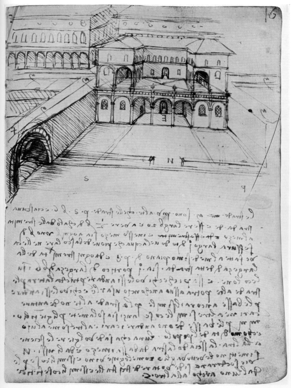 Planera för en idealisk stad, 1488-1490 1954. av Leonardo da Vinci