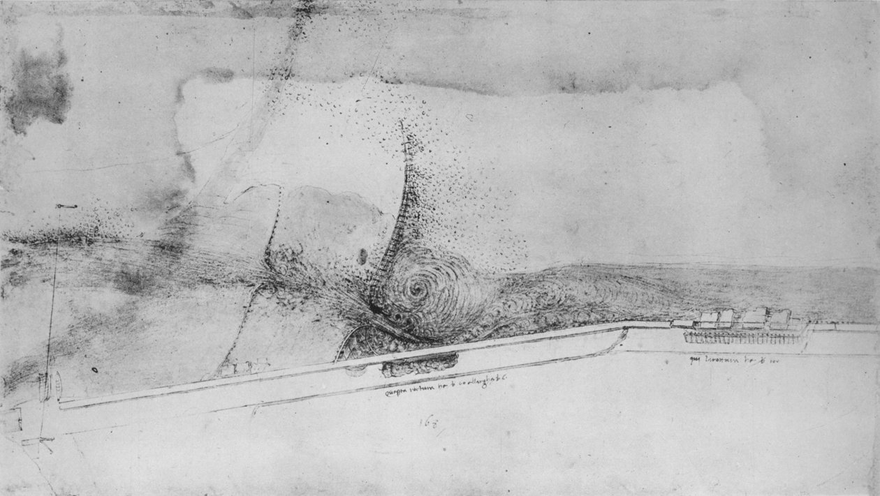 Plan av en banvall för att avleda Arno, c1480 1945 av Leonardo da Vinci
