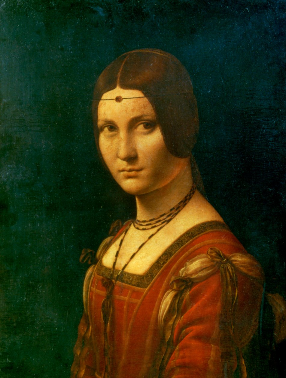 Porträtt av en okänd kvinna La Belle Ferroniere, c1490 av Leonardo da Vinci