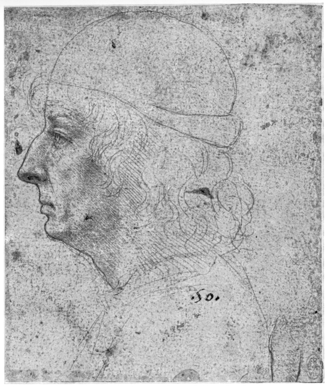 Porträttstudie av en man, 1400-talet 1954. av Leonardo da Vinci