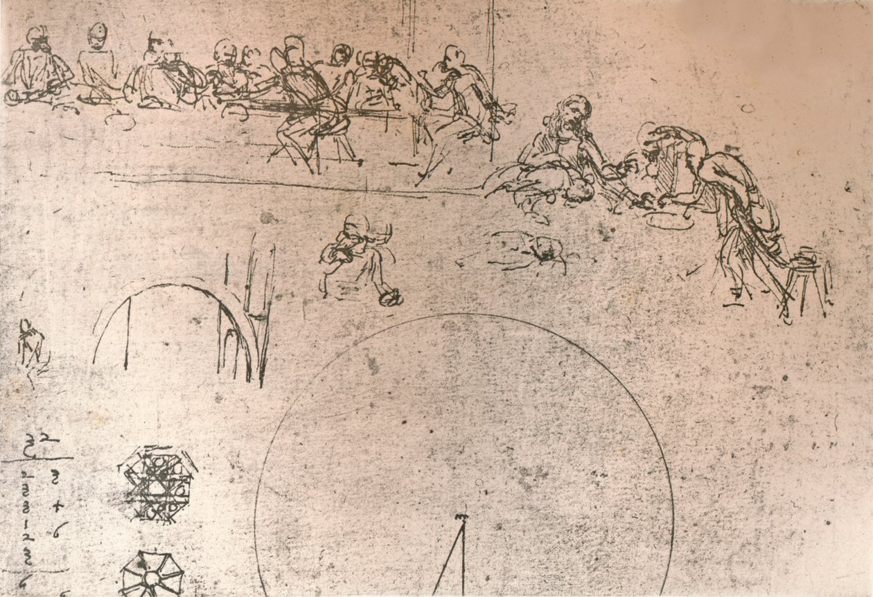 Förberedande skiss för målningen av `Nattvarden`, c1494-c1499 1883 av Leonardo da Vinci