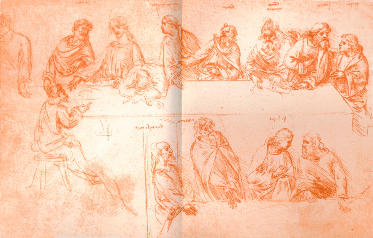 Förberedande skiss för målningen av `Nattvarden`, c1494-c1499 1883 av Leonardo da Vinci