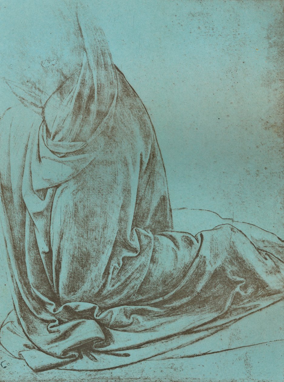 Förberedande studie av draperi för ängeln i `Virgin of the Rocks`, 1472-c1519 1883 av Leonardo da Vinci