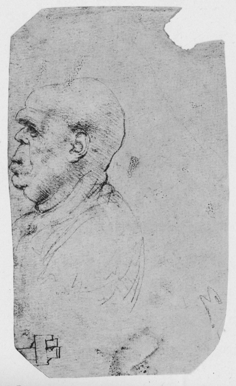 Profil av en skallig man till vänster, c1480 1945 av Leonardo da Vinci