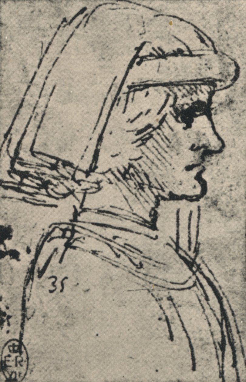 Profil av en ung man som bär en chaperon, c1480 1945 av Leonardo da Vinci