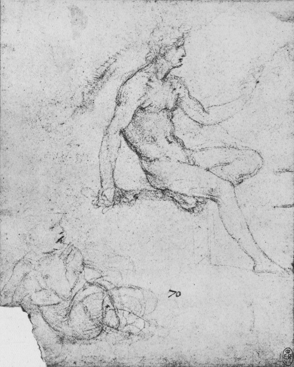 Sittande naken med barn med lamm, c1480 1945 av Leonardo da Vinci