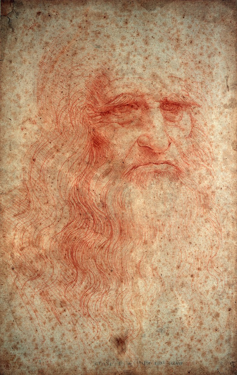 Självporträtt av Leonardo da Vinci, italiensk målare, skulptör, ingenjör och arkitekt, c1513 av Leonardo da Vinci