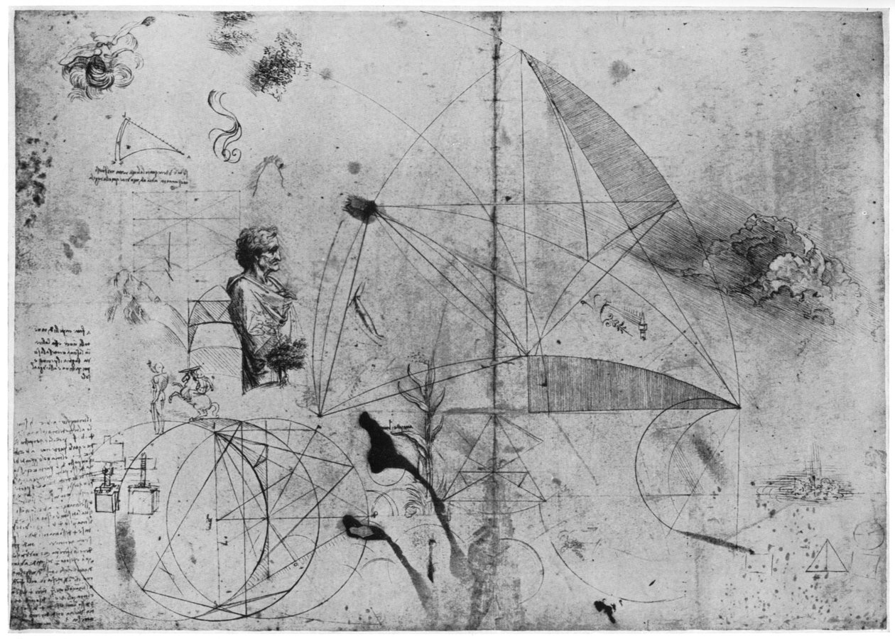 Studieblad, sent 1400-tal eller tidigt 1500-tal 1954. av Leonardo da Vinci