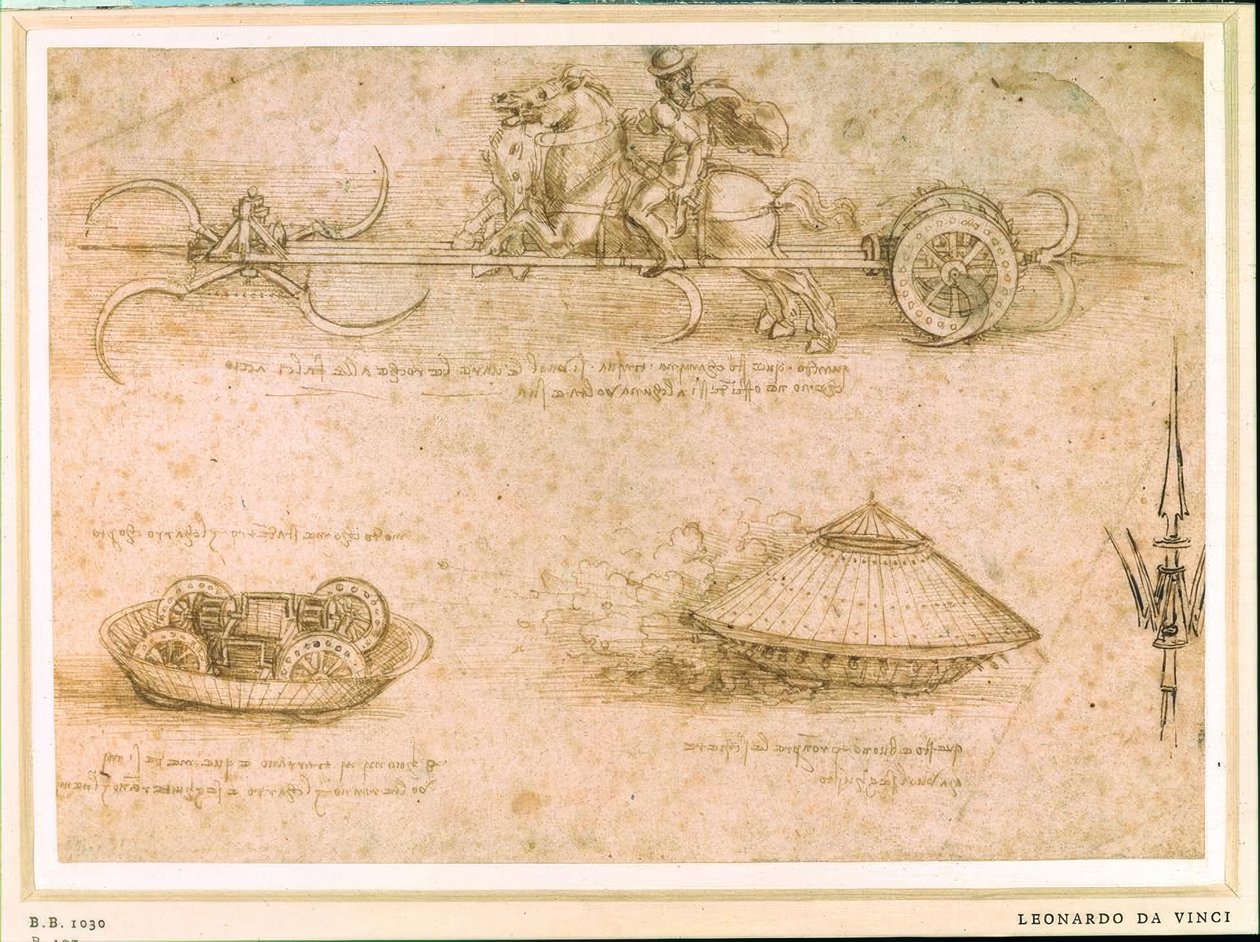 Sjuklörbil och pansarvagn av Leonardo da Vinci