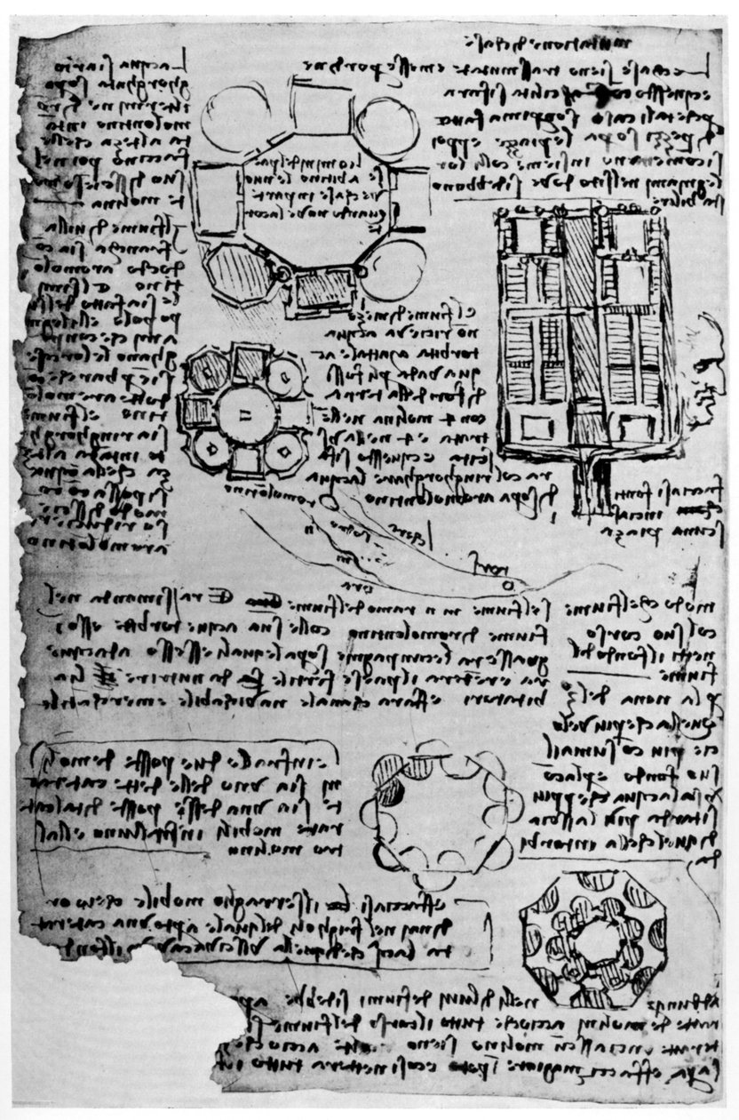 Skiss för Romorantin Castle, 1517-1518 1954. av Leonardo da Vinci