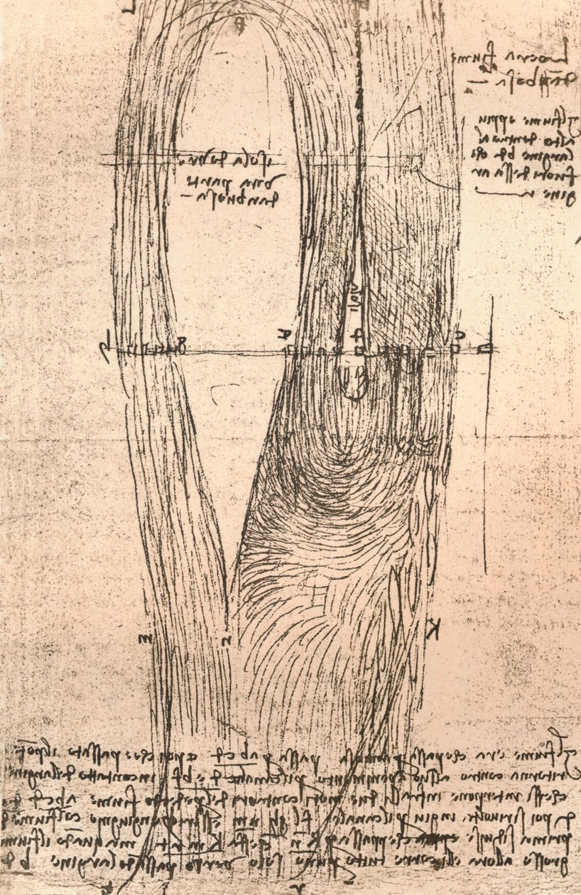 Skisskarta över Loire vid Amboise, Frankrike, c1472-c1519 1883 av Leonardo da Vinci