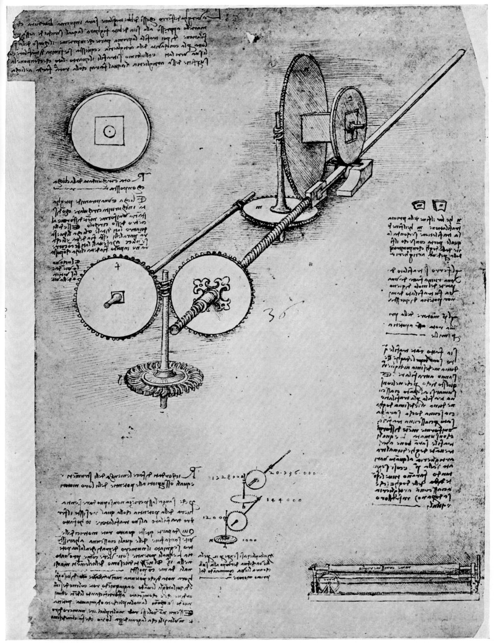 Skiss av ett valsverk, c1500-1510 1954 av Leonardo da Vinci