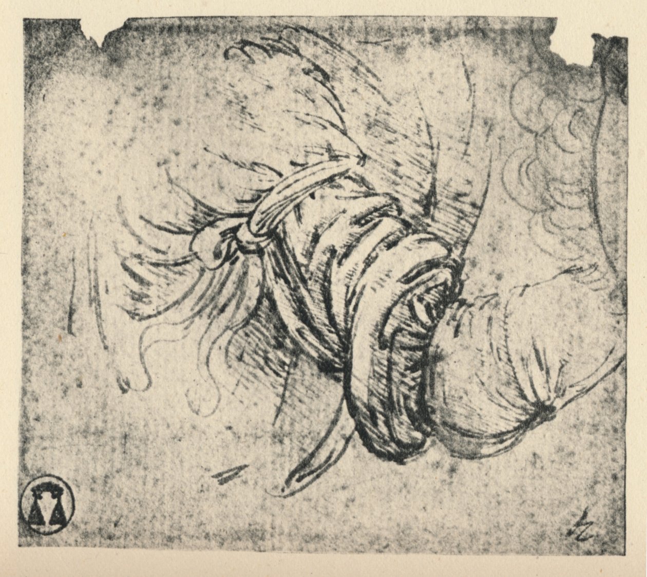 Sleeve study för The Annunciation, 1470-1473 1945 av Leonardo da Vinci