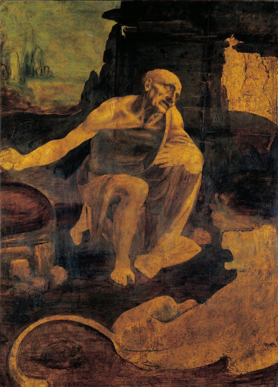 St. Hieronymus, ca 1480-82 (olja och tempera på valnöt) av Leonardo da Vinci