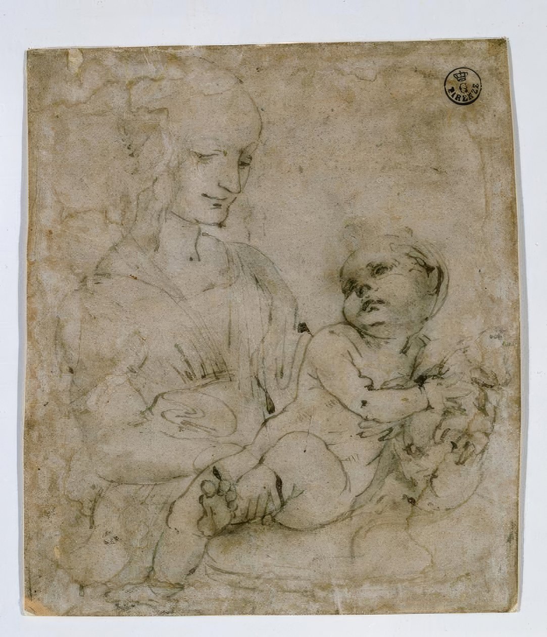 Studie för Madonnan och katten av Leonardo da Vinci