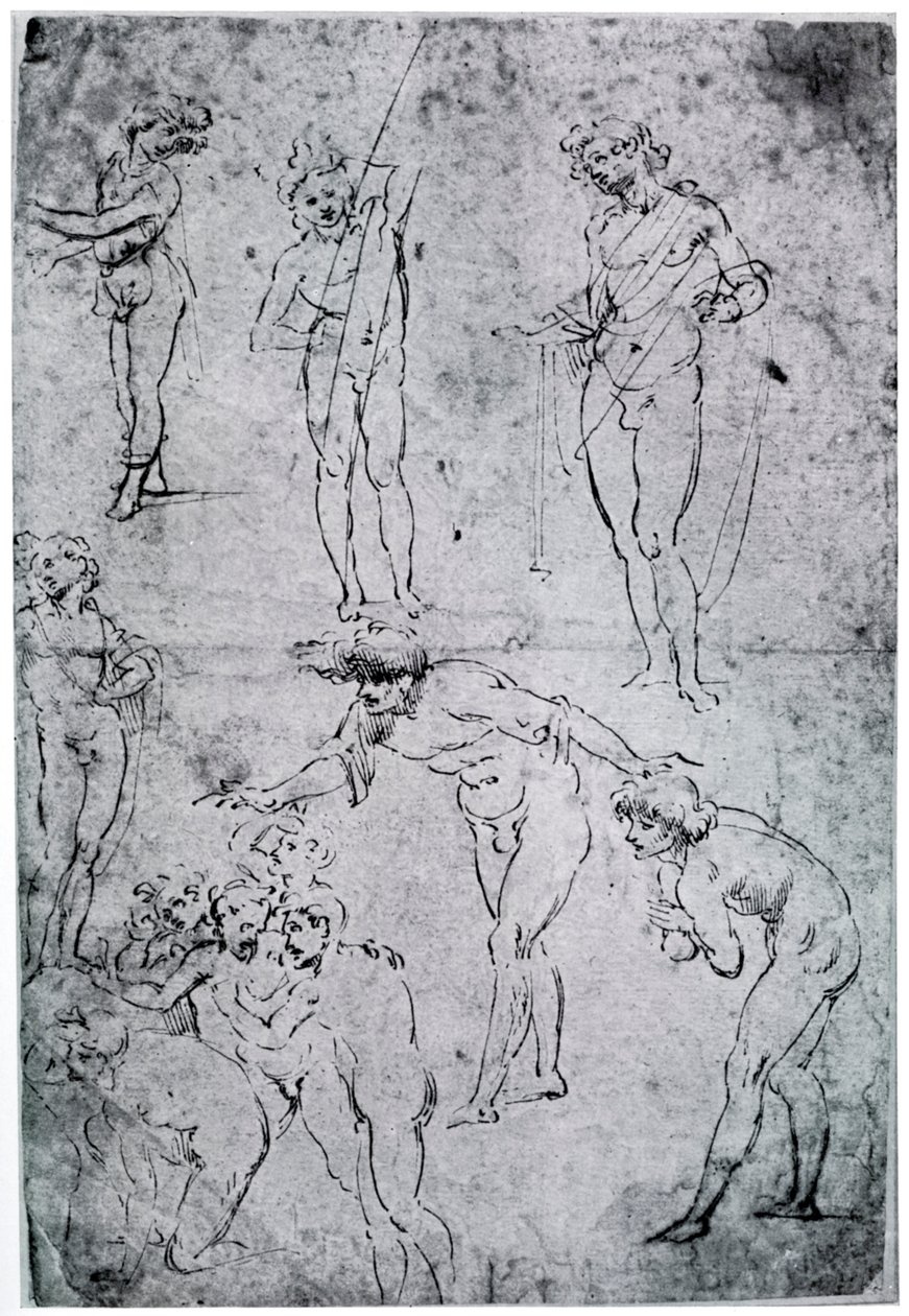 Studier för The Adoration of the Magi, 1400-talet, 1954 av Leonardo da Vinci