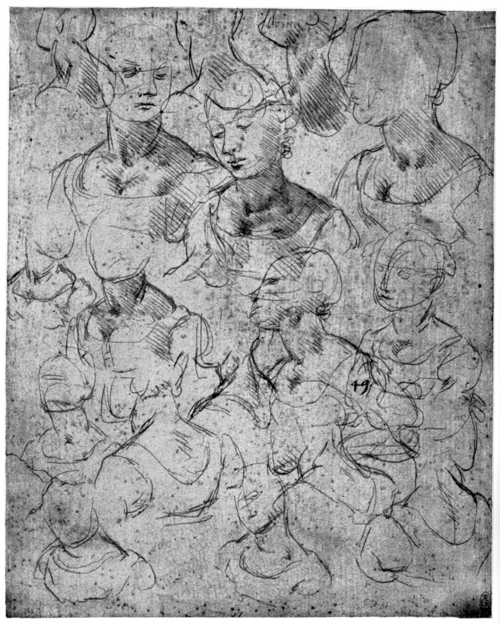 Studier för en halvlång kvinnofigur, 1400-talet 1954 av Leonardo da Vinci
