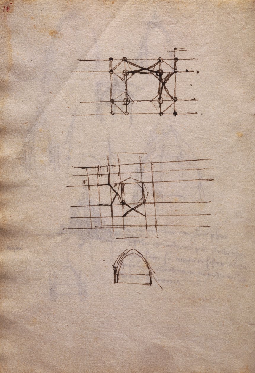 Studier för katedrallykta, från Codex Trivulzianus av Leonardo da Vinci