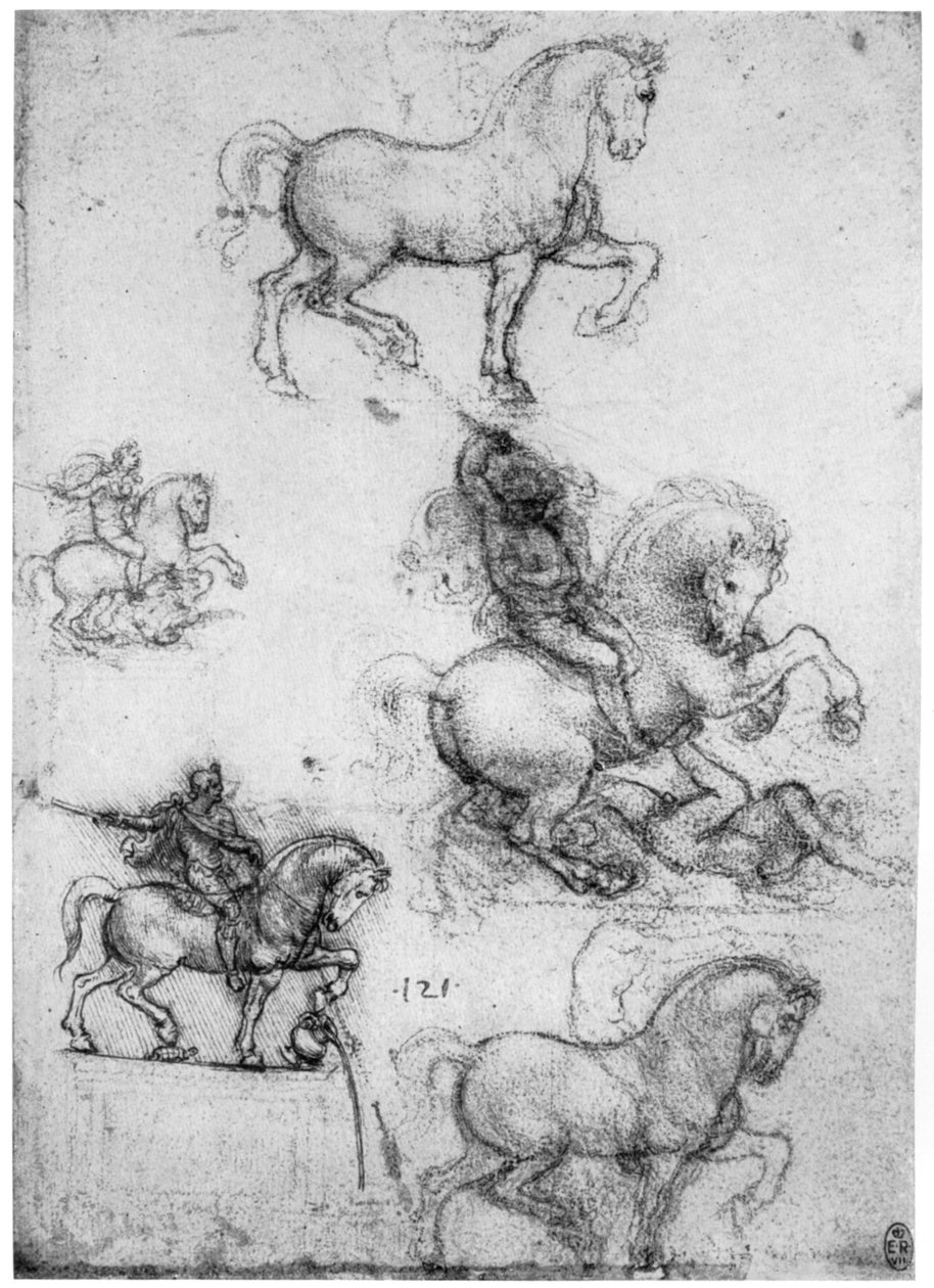 Studier för Trivulzio-monumentet, c1508 1954. av Leonardo da Vinci