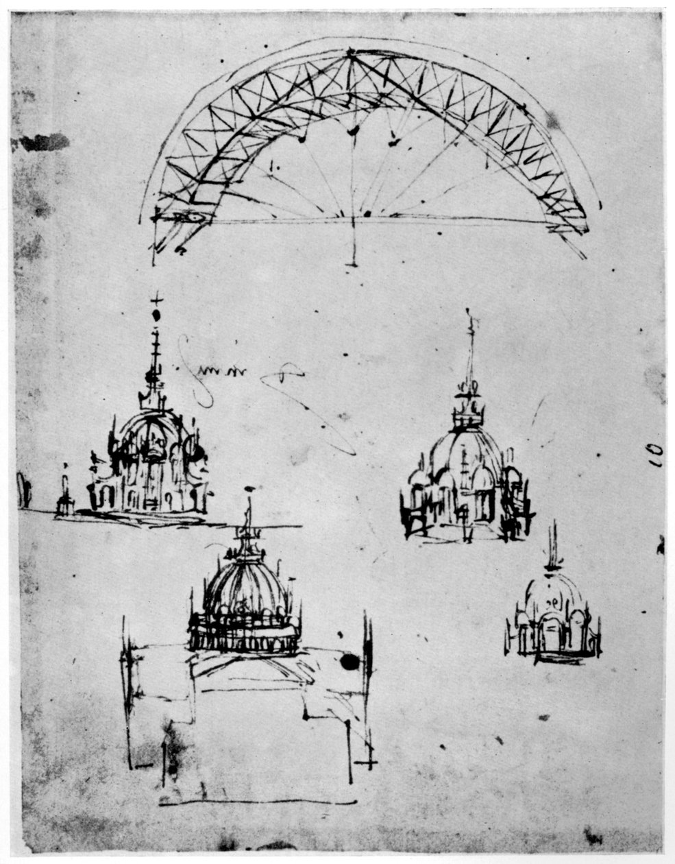 Studier för den centrala kupolen i Milanos katedral, sent 1400-tal 1954. av Leonardo da Vinci
