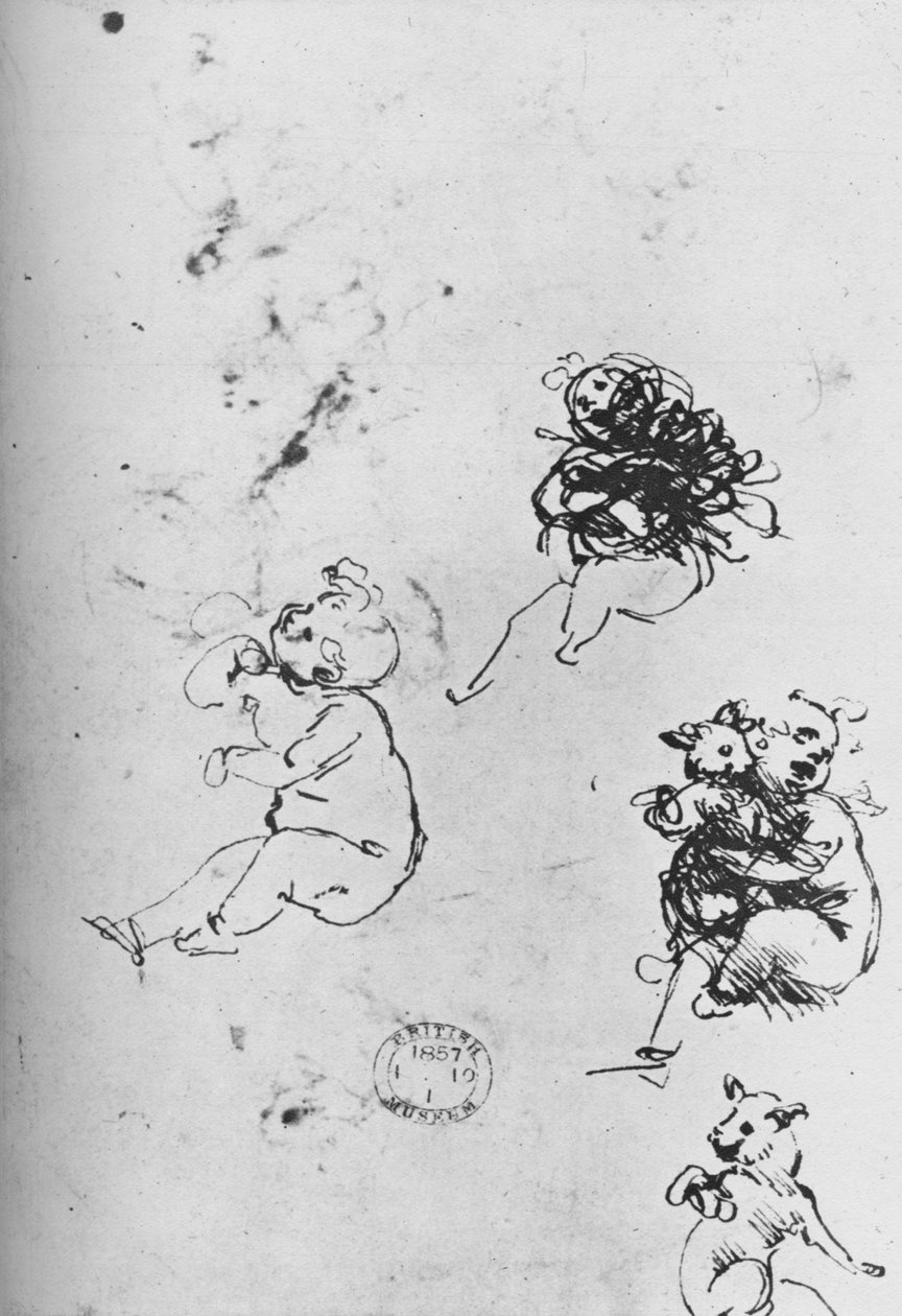 Studier av barn och katter, 1478-1481 1945 av Leonardo da Vinci