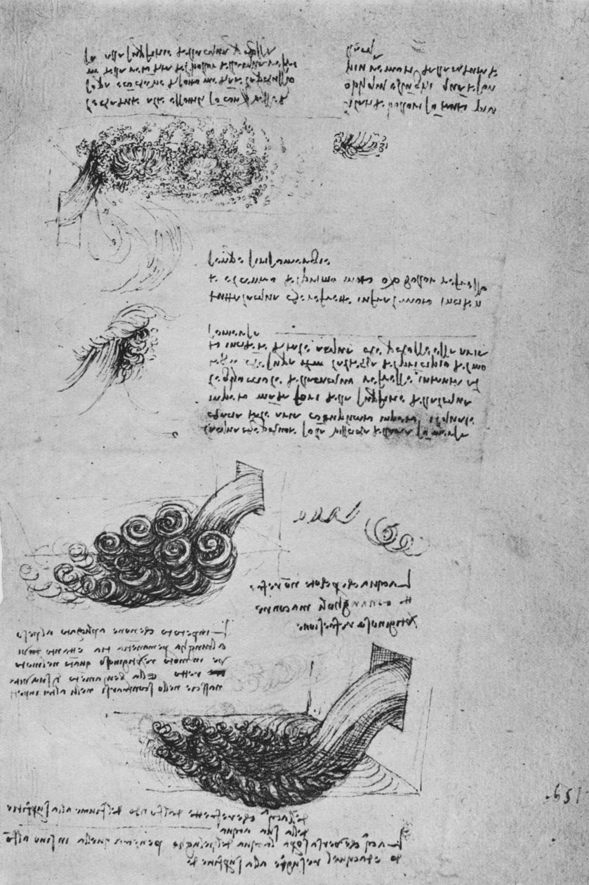 Studier av vattenformationer, c1480 1945 av Leonardo da Vinci