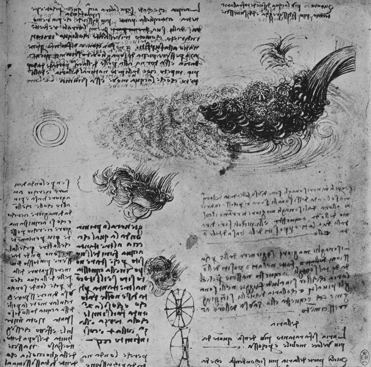 Studier av bildandet av vatten i rörelse, c1480 1945 av Leonardo da Vinci