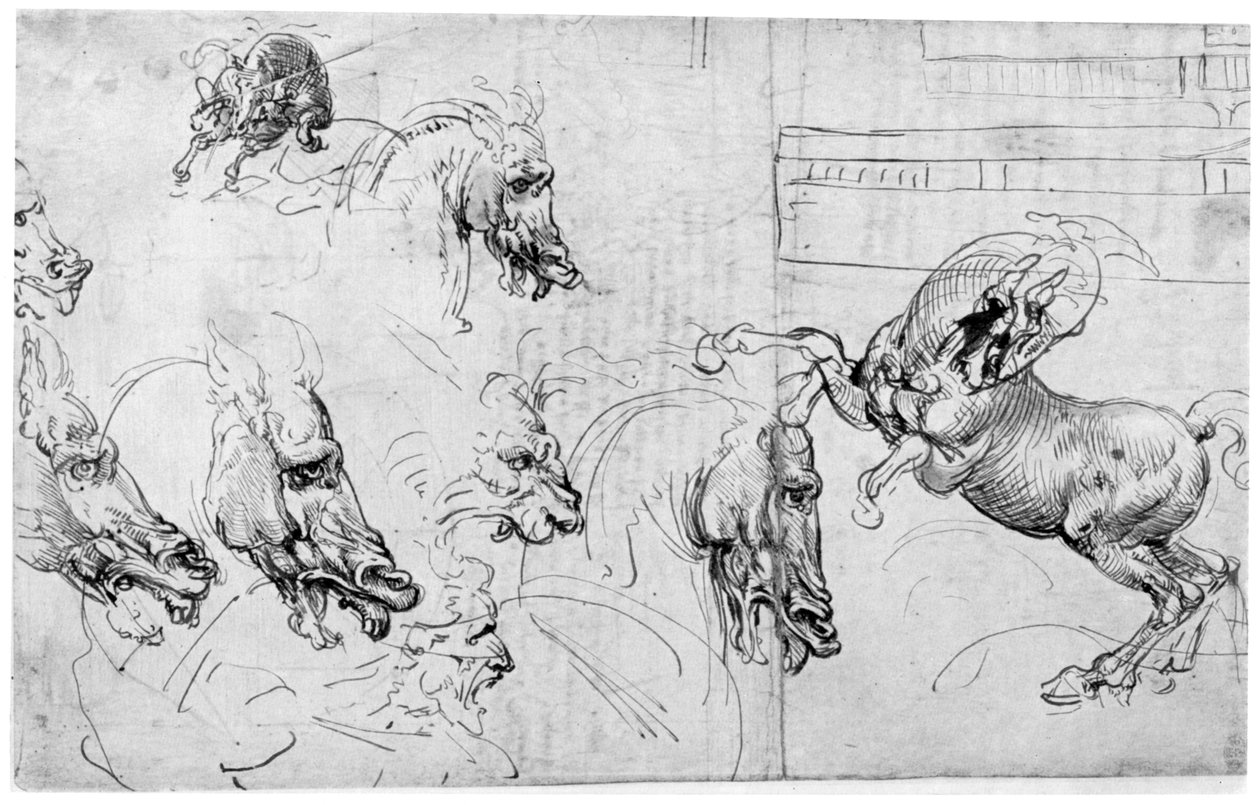 Studie för Slaget vid Anghiari, c1503-1505 1954. av Leonardo da Vinci